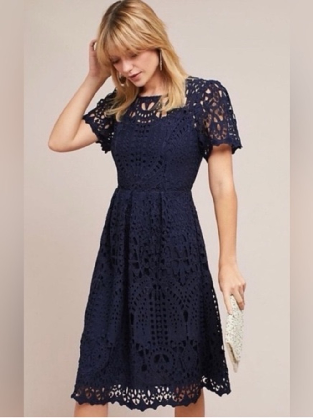 Eri + Ali Navy Eyelet Dress (Anthropologie) – Size XXSP
